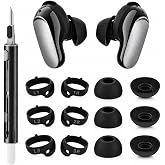 Seltureone 6 Pairs Ear Tips for Bose QuietComfort Ultra Earbuds 2 (2025) | Silicone Anti-Slip Replacement Stability Bands for QC Ultra Earbuds (2023)/QC Earbuds II (2022) with Cleaning Pen - Black