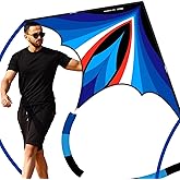Doinfly Triangular-Shaped Kite - Easy to Control, with an Eye-catching Design, it is Perfect for Outdoor Entertainment and Suitable for Beginners to use. (Charger Delta Kite -Blue, 1.4m)