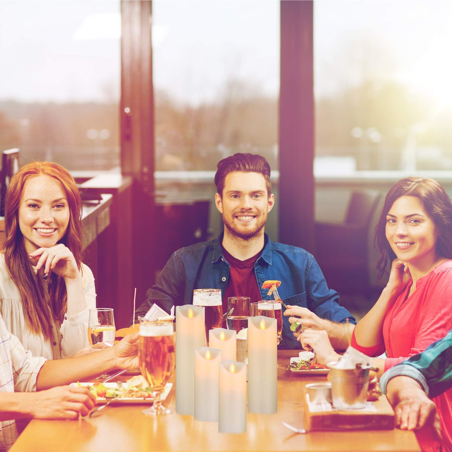 Da by Flameless Candles,Battery Candles,Flickering Candles with Remote.for Seasonal and Festival Celebration’s Led Candles Pack of 5 (H 4" 5" 6"7"8" ) Ivory Real Paraffin Led Candles.: Home & Kitchen