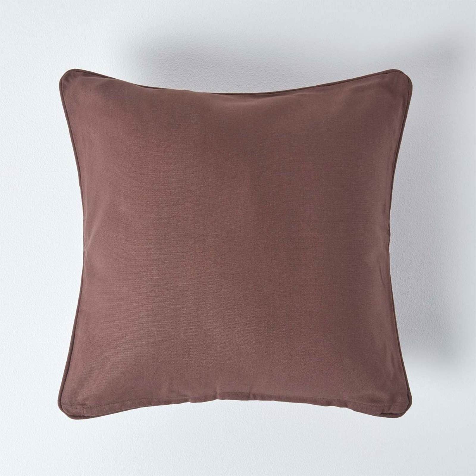 HOMESCAPES - 100% Cotton Plain Chocolate Large Cushion Cover - 60 x 60 cm Square - 24 x 24 Inches - Deep Bark Choco - Sofa Cushion Pillow Cover - Washable โ image 1
