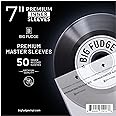 Big Fudge Vinyl Record Sleeves Inner - Vinyl Sleeves - Clear 3-Layer Album Covers with Anti-Static Rice Paper - Acid Free Protective Outer Cover for 7" Records - White, 50 Pack