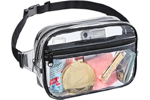 Clearworld Clear Fanny Pack for Women Men, Stadium Approved Waist Pack with Adjustable Strap,Fashion Belt Bag for Festival, Games,Travel and Concerts