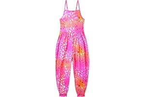 Alikhonf Girls Rompers Toddler Jumpsuit Playsuit Sleeveless Loose Spaghetti Strap with Pockets Summer Pant