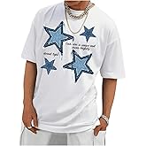 SOLY HUX Oversized T Shirts for Men Short Sleeve Y2K Baggy Tees Graphic Print Summer Shirt Tops