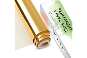 Mirror Gold Permanent Vinyl Roll 12" x 12FT - Lya Vinyl Metallic Outdoor Permanent Vinyl for Cricut - Adhesive Vinyl Roll for Home Decor, Party Decoration, Mug, Window