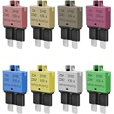 Automotive Low Profile ATC ATO Fuse Car Resettable 3A 5A 7.5A 10A 15A 20A 25A 30A Standard Fuses Manual Reset Fuses Blade Circuit Breaker for Boat Truck SUV Motorcycle 32VDC Fuse Assortment Kit