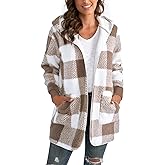 Yanekop Womens Oversized Sherpa Jacket Long Cardigan Sweaters Fuzzy Fleece Jacket Faux Fur Plus Size Coats with Pockets
