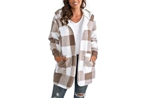 Yanekop Womens Oversized Sherpa Jacket Long Cardigan Sweaters Fuzzy Fleece Jacket Faux Fur Plus Size Coats with Pockets