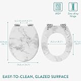 Navaris White Marble MDF Toilet Seat Soft Close Luxury Decorative Bathroom view 6