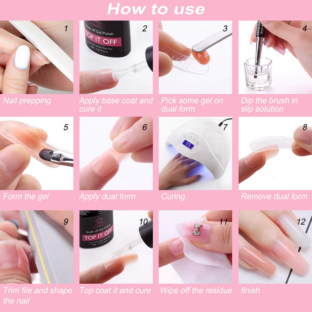 Makartt Poly Nail Extension Gel Kit Acrylic Extension Gel Nail Enhancement Clear Pink White Nail Gel Builder Trail Set All-in-One Manicure Kit P-01 : Beauty