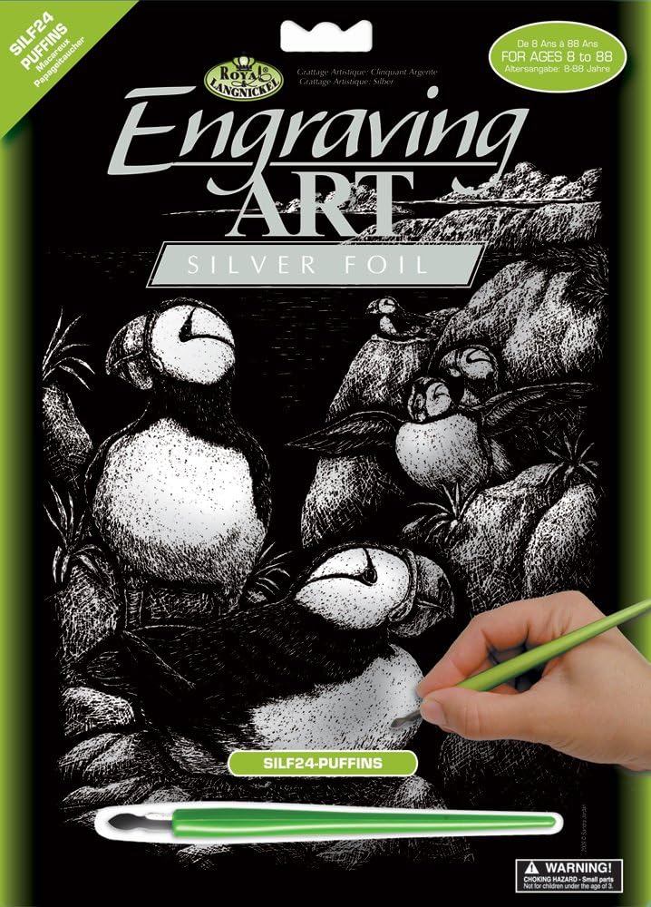 Royal & Langnickel Silver Engraving Art A4 Size Puffins Designed Painting Set, 21.1L x 0.6W cm - Image 4