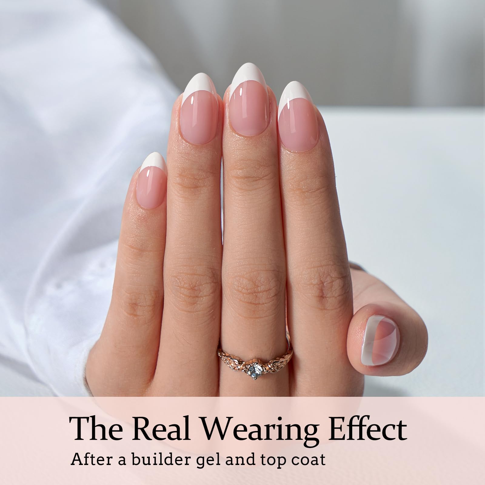 BTArtboxnails French Gel Nail Tips - French Tip Press on Nails Pink Short Almond XCOATTIPS for Nail Extensions - Image 3