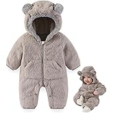 XIFAMNIY Newborn Winter Snowsuit Baby Bear Outfit Fleece Warm Jumpsuit Outwear Romper Clothes for Infant Girls Boys