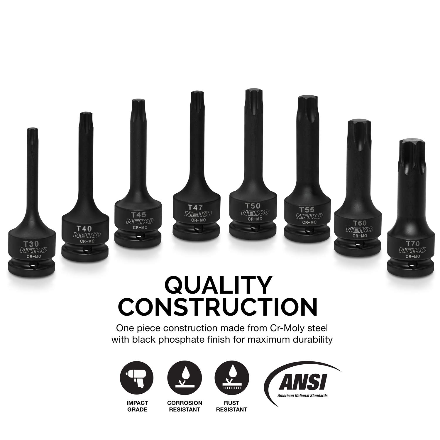 Bit Driver Star Torx Drive 3/8” 01132B Neiko Socket Length 3Inch Construction, OnePiece Grade