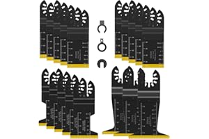 AUQRER 18PCS Oscillating Saw Blades, Professional Universal Multitool Blades for Plastics, Wood and Metal, Tool Blades Compatible with Bosch Dewalt Worx Craftsman Ridgid
