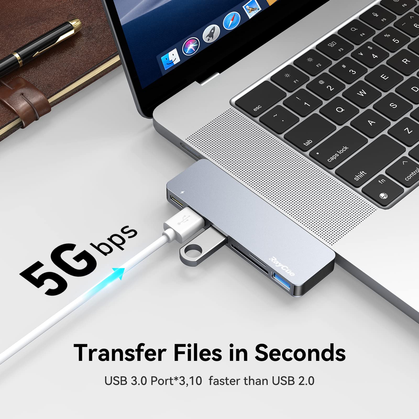 RayCue USB C Hub Adapters for MacBook Pro/MacBook Air M1 M2 M3 2023 2022 2021 2020 2019 13