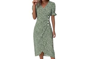 BNisBM Summer Dresses for Women 2024,Casual Beach Vacation Tropical Date Night Boho Hawaiian Sun Dresses Flowy Ruched Dress