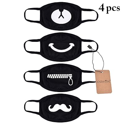 Mouth Mask,Aniwon 4 Pack Unisex Kpop Mask EXO Mask Anti-dust Cotton Face Mask for Men and Women (Combination 1)