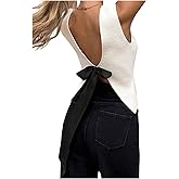 Floerns Women's Bow Tie Back Sleeveless Sweater Vest Crew Neck Knitted Pullover Tops