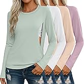 Sweetyweee 4 Pack Women's Nursing Breastfeeding Tops, Long Sleeve Maternity Shirts Loose Fit Hidden Zipper Pregnancy Clothes