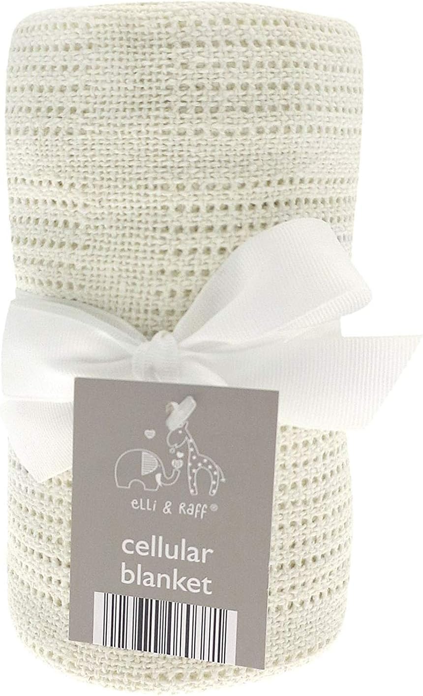 100% Cotton Cellular Baby Blanket in Cream