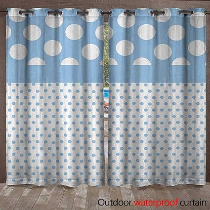 Amazon Com Polka Dots Grommet Top Curtain Baby Blue Polka Dots