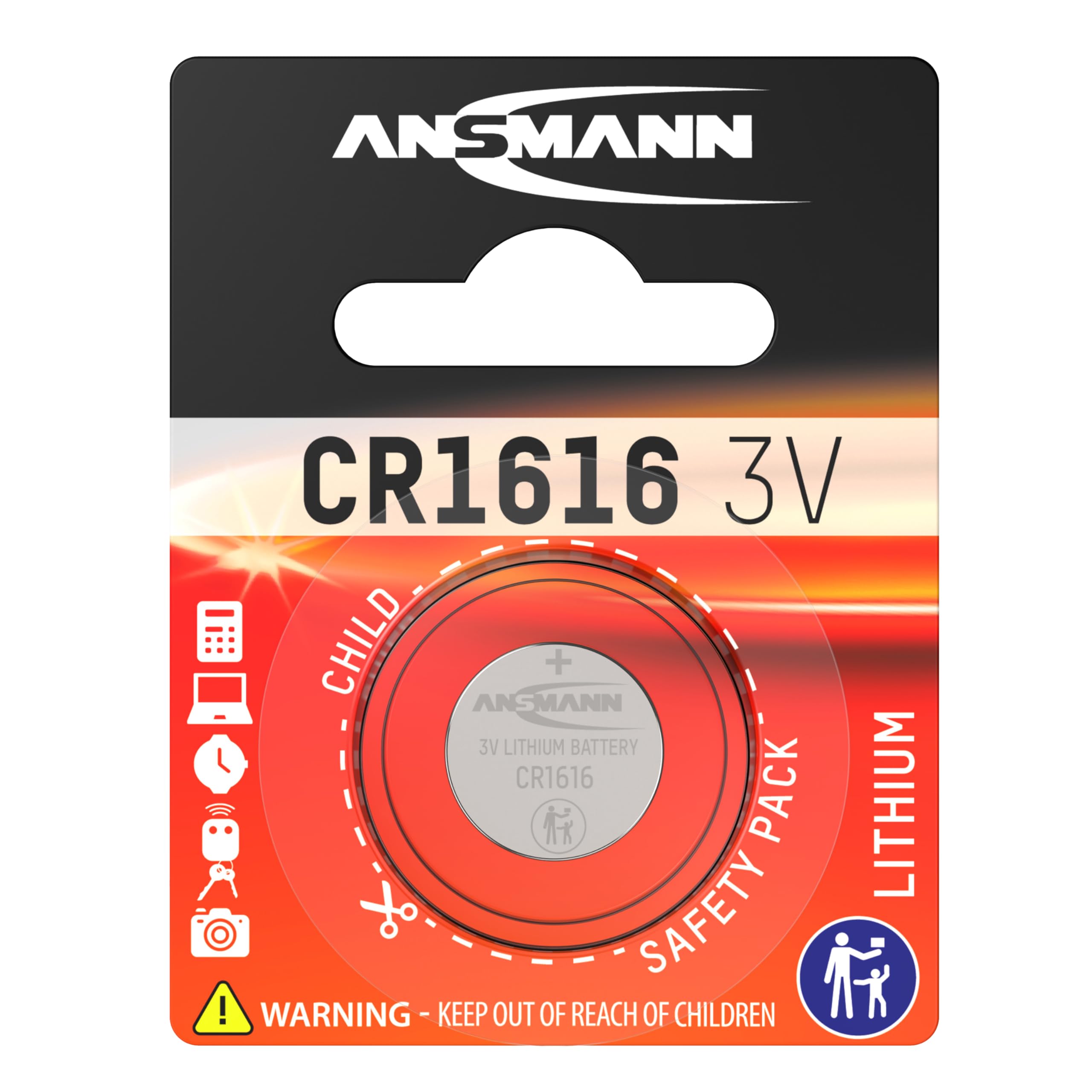 ANSMANN 5020132 CR1616 Coin Battery [Pack of 1] Lithium 3V Button Cell