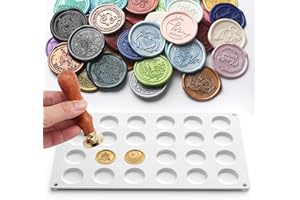 Silicone Mat Pad for Wax Seal Stamp,24 Cavity Wax Sealing Mat Pad with 50 Pcs Removable Sticky Double-Sided Adhesive Dots for