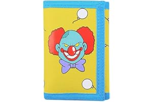 NEICY Trifold Canvas Outdoor Wallet for Kids, Cartoon Sport Wallets with Zippered Pocket, Christmas Gifts for Girls and Women (Clown)