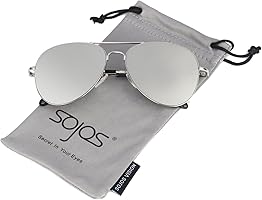 SojoS Classic Aviator Mirrored Flat Lens Sunglasses Metal Frame with Spring Hinges SJ1030