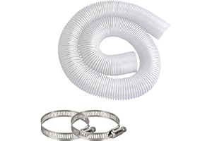 RAWOLP 2-1/2" x 5' Ultra Flex Dust Collection Puncture Resistant PVC Dust Collection Hose， with 2 Stainless Steel Hose Clamps (2-1/2" x 5')