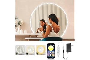 DAYMEET LED Vanity Lights for Mirror 13ft, 3 Color Vanity Mirror Lights Adjustable Brightness 3 Button/App Control Bright Makeup Mirror Lights Stick on for Vanity Desk Dressing Room Mirror,Mirror Not Included