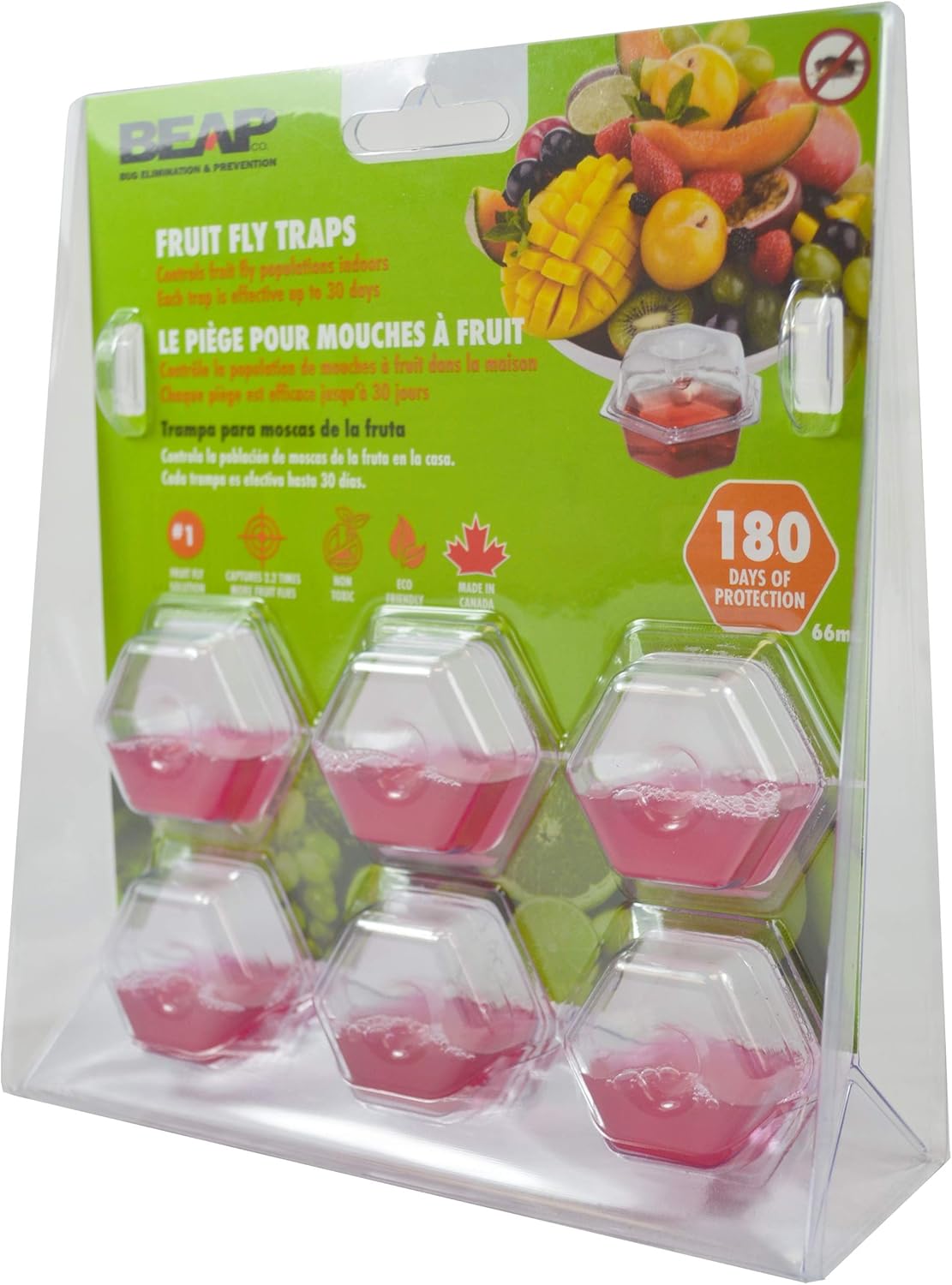 BEAPCO 10036 Prefilled Fruit Fly Traps, 6-Pack, Red : Home Pest Control Traps : Garden & Outdoor