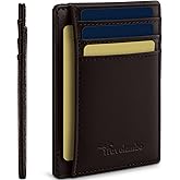 Travelambo 100% Genuine Leather Wallet for Men and Women, Slim Minimalist RFID Blocking Front Pocket Credit Card Holder with Gift Box