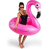 BigMouth Giant Animal Pool Float, Inflatable Floatie Tube, Blow Up Swim Ring, Outdoor Summer Pool Party Water Toy - Pink Flamingo