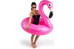 BIGMOUTH INC BigMouth Giant Animal Pool Float, Inflatable Floatie Tube, Blow Up Swim Ring, Outdoor Summer Pool Party Water Toy - Pink Flamingo