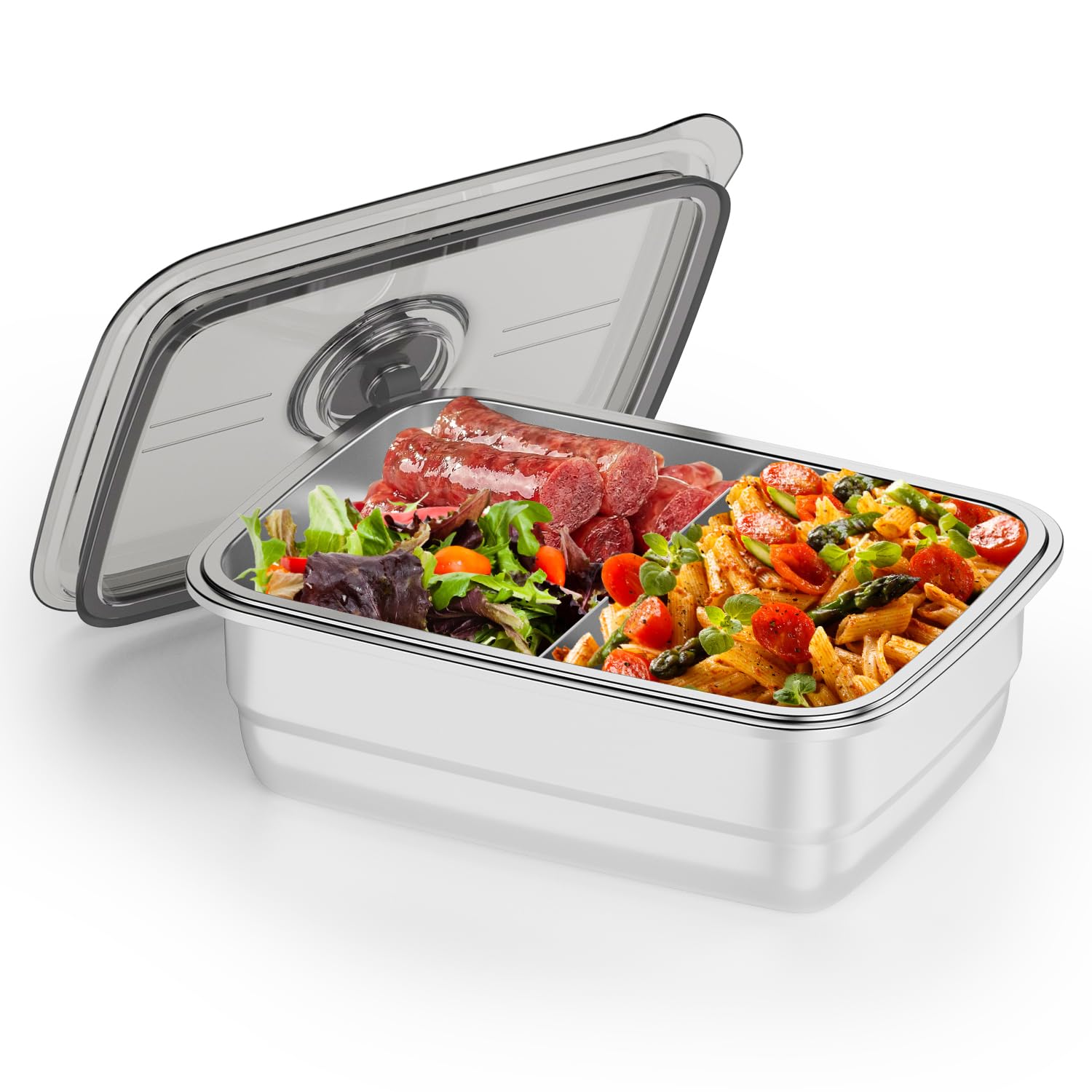 Photo 1 of AERKINE Electric Lunch Box For Adults - Rechargeable 75W Self-Heating Food Warmer with 1.5L Stainless Steel Container, Heated Lunch Box For Office, Picnic, Car & Outdoor Use(Silver)