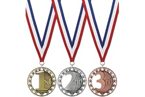 HODGES BADGE COMPANY, INC. Hodges Award Medals - 1st 2nd 3rd Award Medals - Gold Silver Bronze Medals with Neck Ribbons - 3 Pack or 9 Pack
