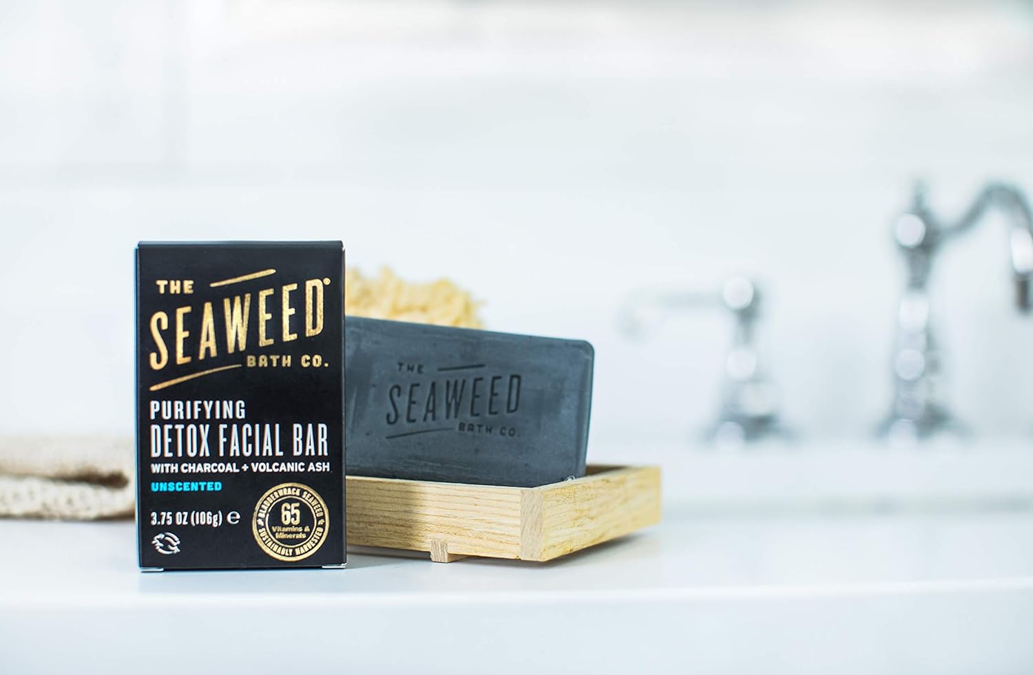 The Seaweed Bath Co. Purifying Detox Facial Bar Soap, Unscented, With Natural Organic Seaweed, Charcoal, Vegan, Paraben Free, 3.75 oz. : Beauty