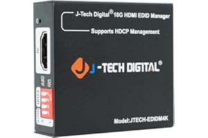 J-Tech Digital HDMI EDID Emulator HDCP Manager 4K60Hz Auto Downscaling, 8 EDID Modes & Custom EDID Settings, Power by USB C or HDMI, Supports CEC On/Off [JTECH-EDIDM4K]