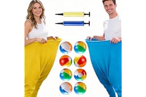 HeipokLife 2Pcs Blue & Yellow Granny Pants Yard Game, Funny Outdoor Tossing Game Set with 8 Colorful Balls & 2 Air Pumps, Per