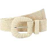 HOTWILL Women Straw Woven Belt Elastic Waistband Boho Stretch Waist Belts Bohemian Braided Wide Dress Belt