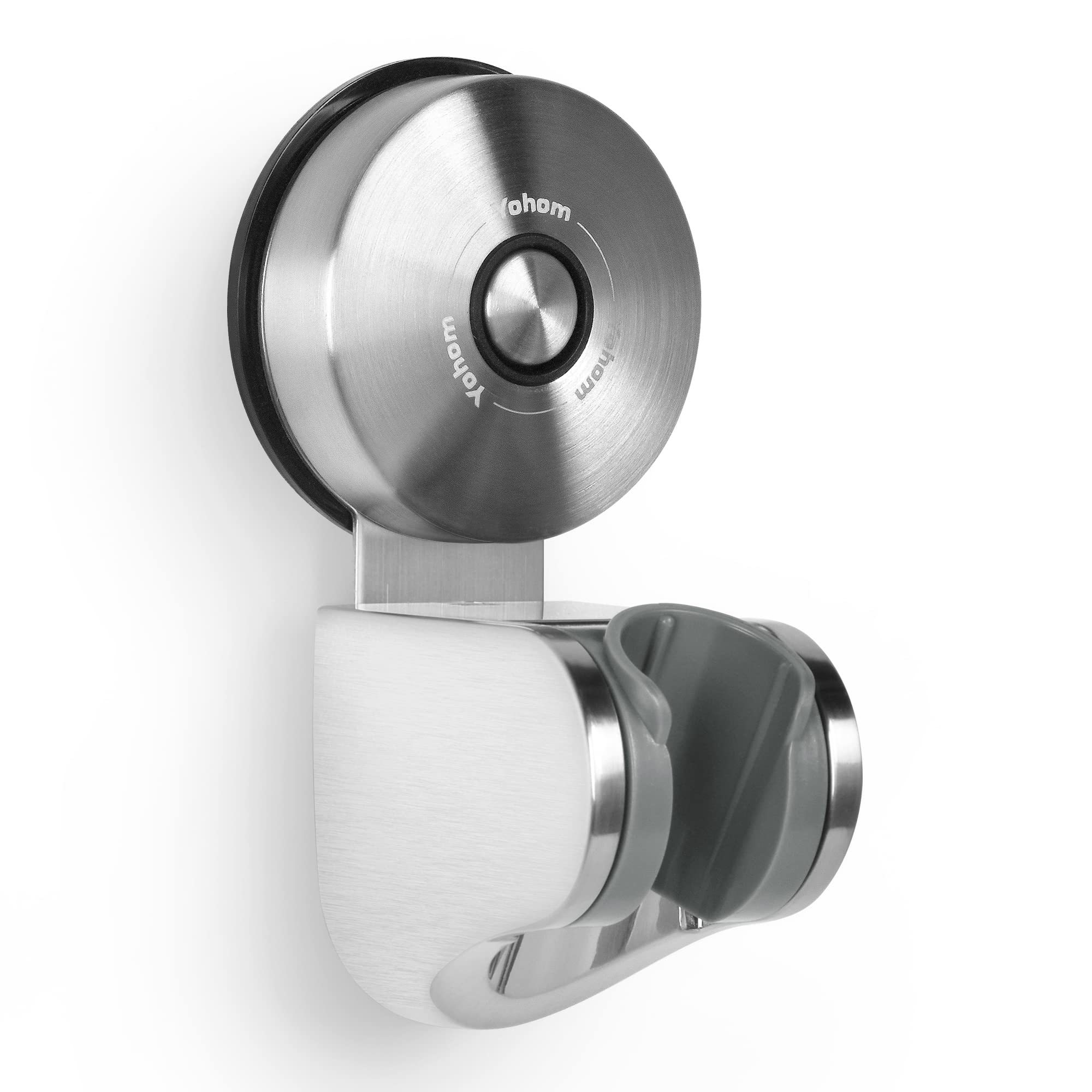 YOHOM Shower Head Holder Suction Handheld Shower Head Bracket Stainless Steel 4 Angles Adjustable Vacuum Shower Head Holder No Drilling Shower Handset Holder Bidet Sprayer Holder Brushed Silver