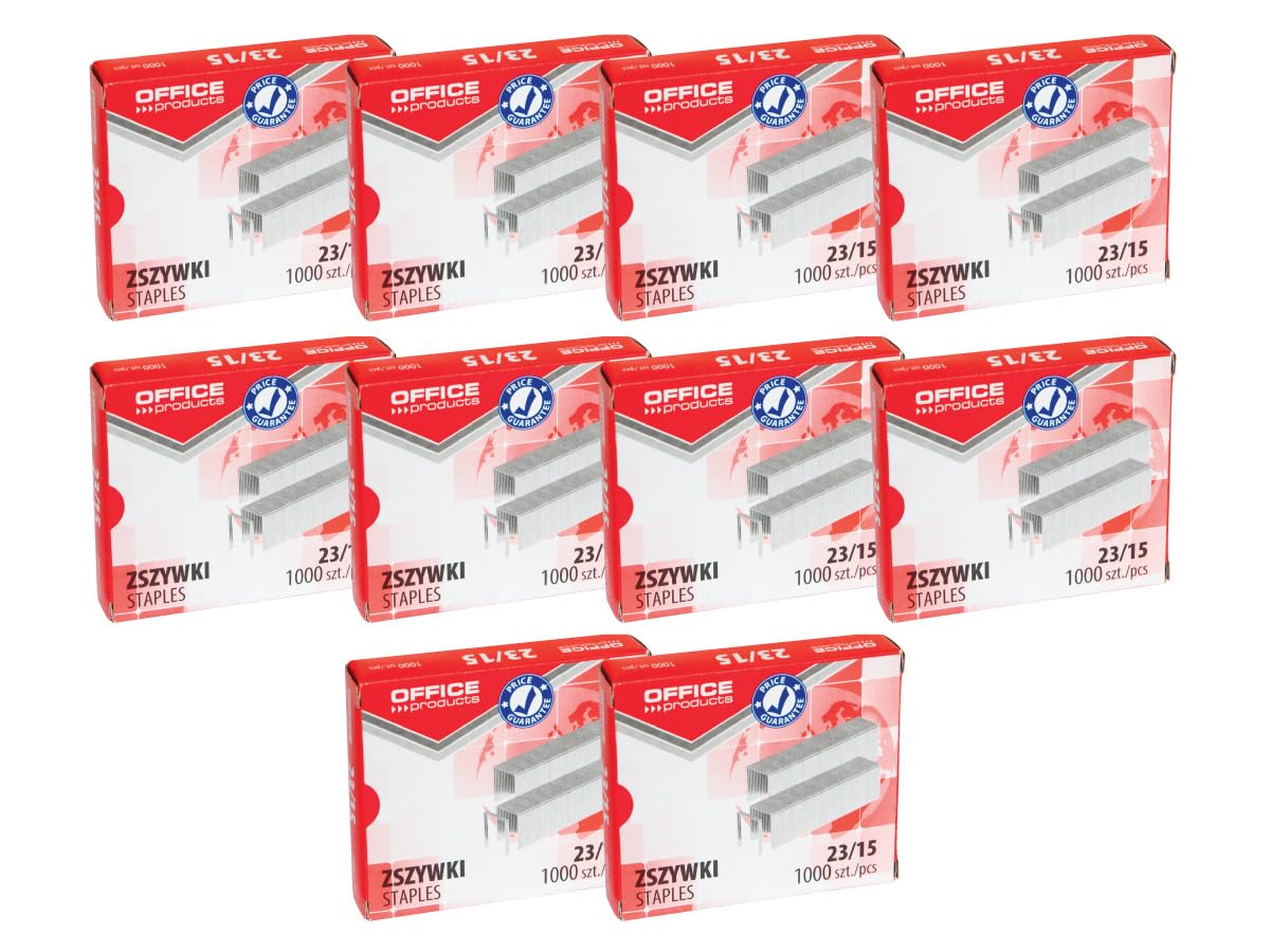 Office Products 18072359-19 Staples 23/15 Silver/Pack of 10,000 (10 x 1000 Pieces) Standard Staples/Staples Paper Clips/Galvanised