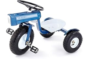 Tricam Kids 22" Steel Ride-On Tractor Tricycle, Toddler Bike for Ages 2-5, Blue