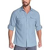 Mens Long Sleeve Sun Protection Shirts UPF 50+ UV Quick Dry Cooling Fishing Shirts for Safari Hiking Travel Camping