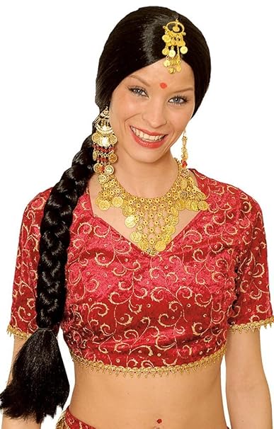 Panelize Bollywood Haremsdame Bauchtanz Orient 1001 Nacht Bollywoodperücke + Schmuck