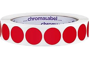 ChromaLabel 3/4 Inch Round Colored Stickers, Permanent Sticky Dots Color Coding Labels, Ideal Colored Dot Stickers for Arts and Crafts - 1000 Dot Labels per Roll, Red Sticker Dots