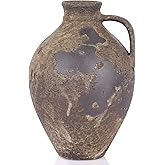 Wabi Sabi Decor Rustic Vase with Handle, Distressed Farmhouse Vase for Home Decor, Vintage Pottery Terracotta Vases for Home Decor, Living Room, Kitchen, Bedroom, Shelf, and Table Centerpiece