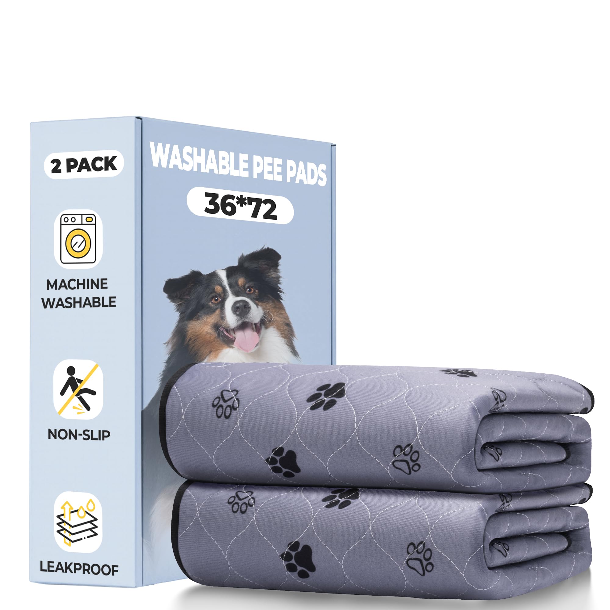 Photo 1 of **ONE PIECE**Fostanfly Washable Dog Pee Pads, 2 Pack 36''x72'' Non Slip Reusable Puppy Pee Pads with Great Urine Absorption, Dog Mats for Whelping, Potty, Pet Training